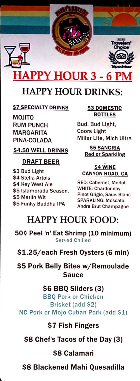 Menu Porky's Bayside Restaurant & Marina Breakfast Menu